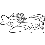 Dibujo para colorear Conejito En Avioneta Para Pintar Y Colorear