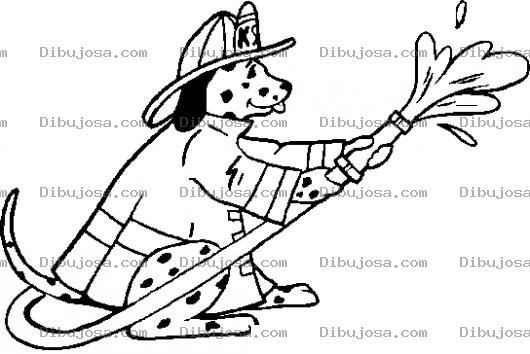 Dibujo para colorear Perro Bombero Para Pintar Y Colorear Perrito Apagando El Fuero Perrobombero