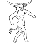 Dibujo para colorear Minotauro Caminando En 2 Patas Para Pintar Y Colorear