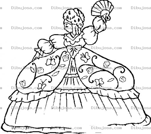 Dibujo para colorear Dibujo De Muneca Con Abanico Para Colorear