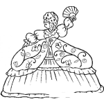 Dibujo para colorear Dibujo De Muneca Con Abanico Para Colorear