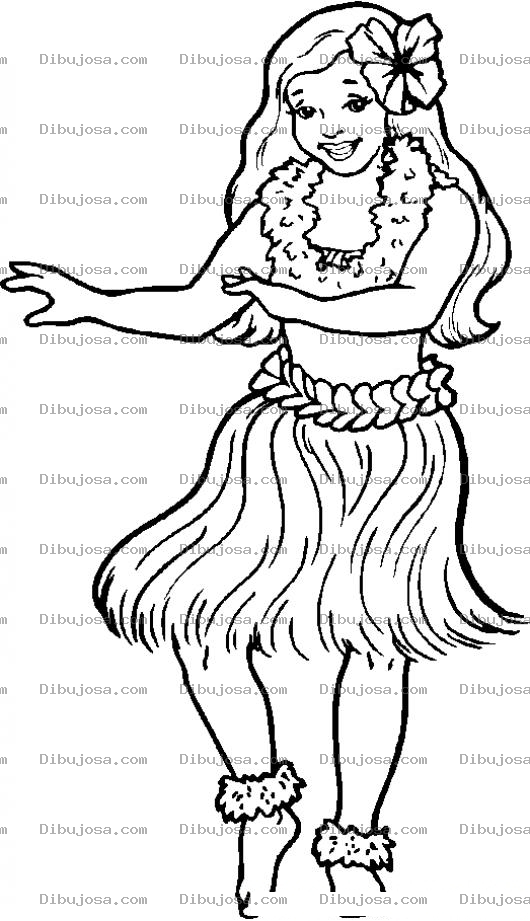 Dibujo para colorear Dibujo De Chica De Hawaii Para Pintar Y Colorear Mujer Bailando Aloja Allohawaii