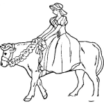 Dibujo para colorear Mujer Sobre Vaca Para Pintar Y Colorear