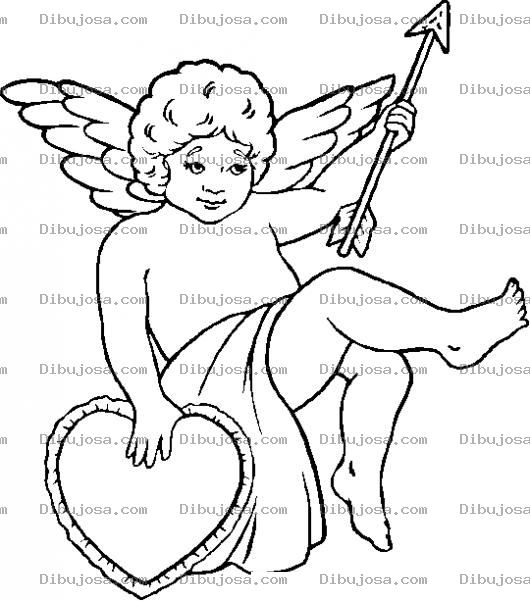 Dibujo para colorear Dibujo De Cupido Sentado Para Pintar Y Colorear