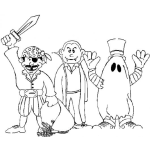Dibujo para colorear Ninos Disfrazados De Pirata Dracula Y Fanstasma Para Pintar Y Colorear