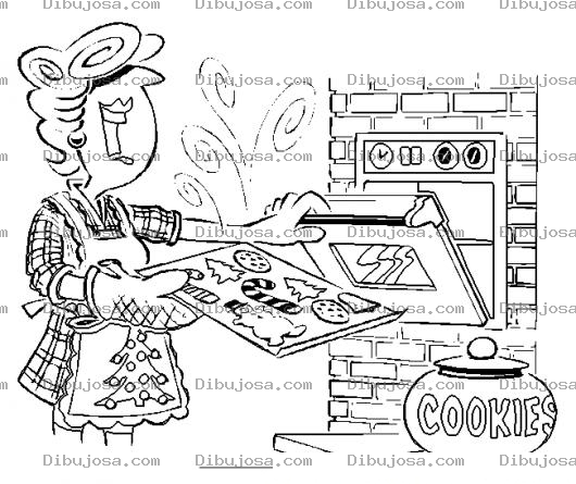 Dibujo para colorear Dibujo De Mama Horneando Galletitas Para Pintar Y Colorear