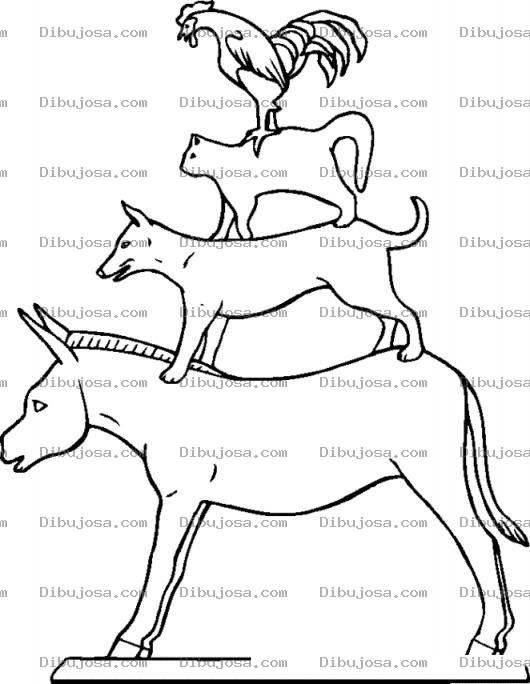 Dibujo para colorear Piramide De Animales Para Pintar Y Colorear Burro Perro Gato Gallo