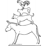 Dibujo para colorear Piramide De Animales Para Pintar Y Colorear Burro Perro Gato Gallo