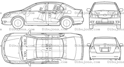 Dibujo para colorear Toyota Corolla Sedan 2005 Para Pintar Y Colorear Dibujos De Autos