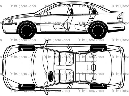 Dibujo para colorear Dibujo De Volvo S80 2000 Para Pintar Y Colorear Dibujos De Autos