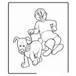 Dibujo para colorear Dibujo de un hombre paseando al perro