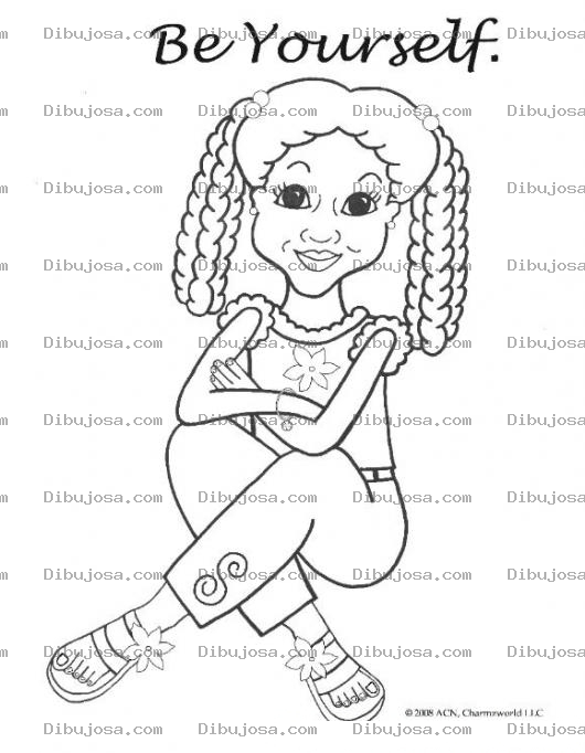 Dibujo para colorear Colorear Negrita Bonita Dibujos De Ninas De Color