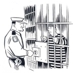 Dibujo para colorear Dibujo De Guardia Y Preso En Una Prision Para Pintar Y Colorear Prisionera Encarcelado En El Bote