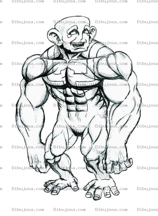 Dibujo para colorear Dibujo De Mono Musculoso Para Pintar Y Colorear A Musculosito