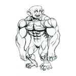 Dibujo para colorear Dibujo De Mono Musculoso Para Pintar Y Colorear A Musculosito