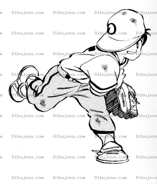 Dibujo para colorear Dibujo De Nino Beisbolista Lanzando Una Pelota De Beisbol Para Pintar Y Colorear