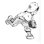 Dibujo para colorear Dibujo De Nino Beisbolista Lanzando Una Pelota De Beisbol Para Pintar Y Colorear
