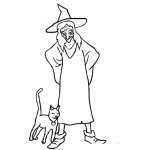 Dibujo para colorear Bruja Y Gato Para Pintar Y Colorear