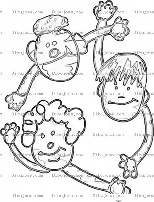 Dibujo para colorear Ninos De Varias Razas Para Pintar Y Colorear A Un Negrito Un Chinito Y Un Blanquito Pelirrojo