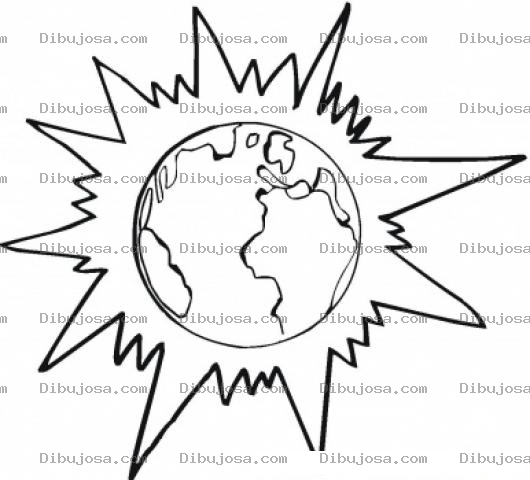 Dibujo para colorear Dibujo De La Tierra Brillando Con Luz Propia Para Pintar Y Colorear
