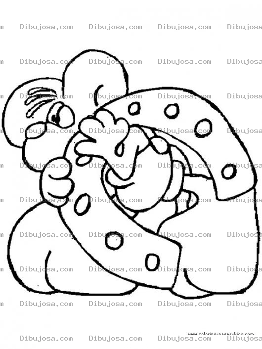 Dibujo para colorear Raton Con Herradura De La Suerte Para Pintar Y Colorear