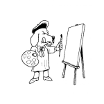 Dibujo para colorear Dibujo De Perro Pintor Pintando Al Oleo Para Pintar Y Colorear