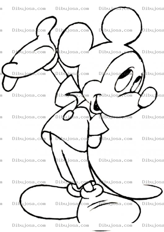 Dibujo para colorear Mickey mouse saludando