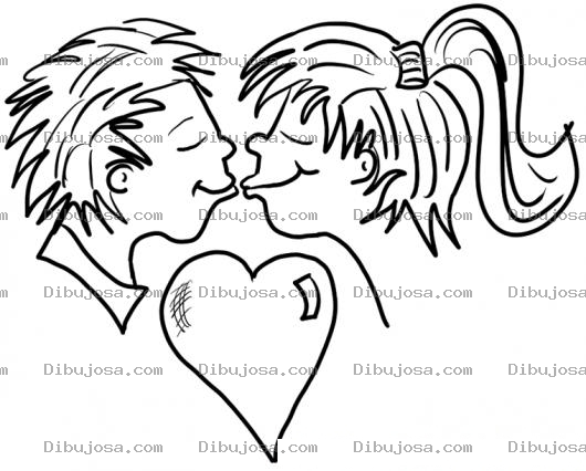 Dibujo para colorear Beso De Novios Enamorados Para Pintar Y Colorear Besito En La Boca Con Un Corazon