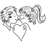 Dibujo para colorear Beso De Novios Enamorados Para Pintar Y Colorear Besito En La Boca Con Un Corazon