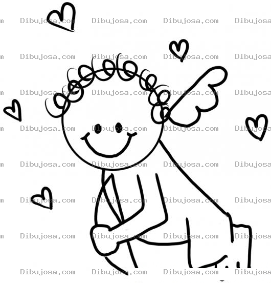 Dibujo para colorear Cibujo De Cupido Morocho Colocho Para Pintar Y Colorear