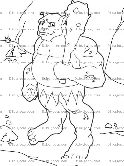 Dibujo para colorear Dibujo De Ogro Con Mazo Para Pintar Y Colorear