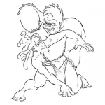 Dibujo para colorear Dibujo De Tarzan Peleando Con Un Simio Para Pintar Y Colorear
