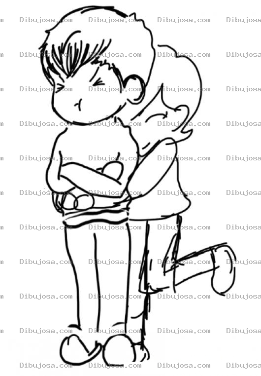Dibujo para colorear Dibujo De Chica Abrazando A Un Chico Enojado Para Pintar Y Colorear