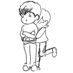 Dibujo para colorear Dibujo De Chica Abrazando A Un Chico Enojado Para Pintar Y Colorear