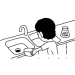 Dibujo para colorear Dibujo De Nino En El Lava Palatos Lavando Un Plato Para Pintar Y Colorear