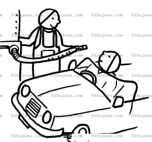 Dibujo para colorear Dibujo De Un Gasolinero Despachando Gasolina En Una Gasolinera Para Pintar Y Colorear