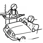 Dibujo para colorear Dibujo De Un Gasolinero Despachando Gasolina En Una Gasolinera Para Pintar Y Colorear