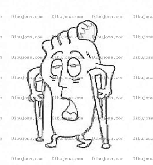 Dibujo para colorear Pie Con Muletas Para Pintar Y Colorear