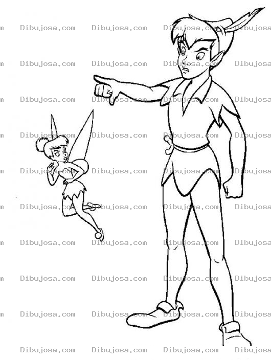 Dibujo para colorear Dibujo De Pete Pan Con Tinckle Bell Para Pintar Y Colorear A Peterpan