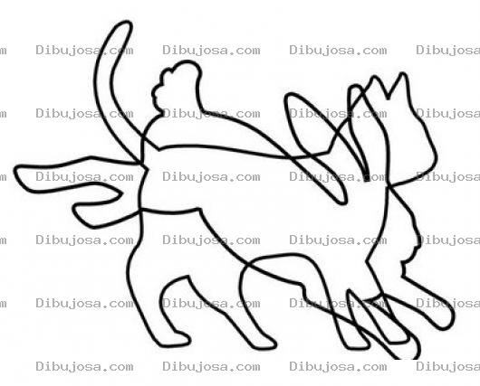 Dibujo para colorear Dibujo De Siluetas De Gato Y Conejo Para Pintar Y Colorear
