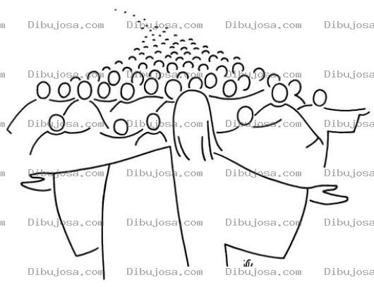 Dibujo para colorear Dibujo De Jesus Con Multitudes Para Pintar Y Colorear
