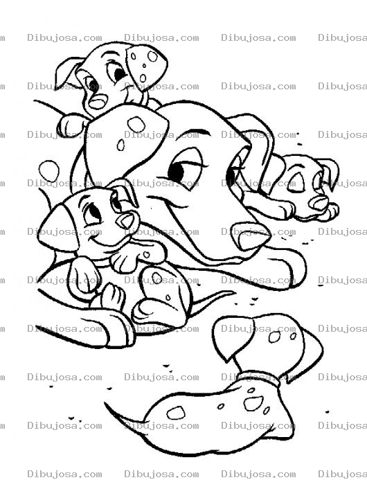 Dibujo para colorear Dibujo De Perritos Dalmatas Con Su Mama Para Pintar Y Colorear