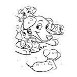 Dibujo para colorear Dibujo De Perritos Dalmatas Con Su Mama Para Pintar Y Colorear