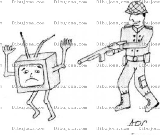 Dibujo para colorear Dibujo De Television Con Soldado Para Pintar Y Colorear