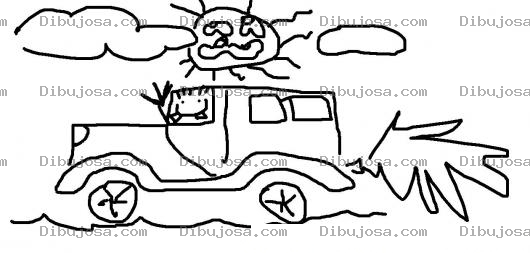 Dibujo para colorear Dibujo De Carro Paseando En Un Dia Soleado Para Pintar Y Colorear