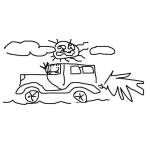 Dibujo para colorear Dibujo De Carro Paseando En Un Dia Soleado Para Pintar Y Colorear