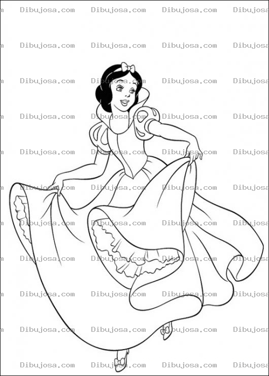 Dibujo para colorear Blanca Nieves bailando