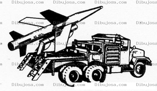 Dibujo para colorear Dibujo De Camion Con Lanza Cohetes Teledirigidos Para Pintar Y Colorear