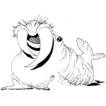 Dibujo para colorear Dibujo De Morsa Con Colmillos De Marfil Para Pintar Y Colorear