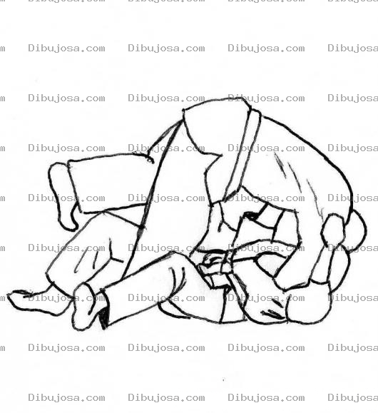 Dibujo para colorear Dibujo De Judo Para Pintar Y Colorear Pelea De Judo Con Gi